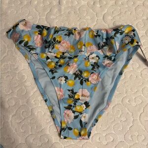 NWT Victoria’s Secret Swim Lemon Pattern Ruffle Bikini Bottom L Full Coverage